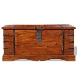 Loibinfen Brown Storage Chest Solid Wood Lockable Storage Cabinet Home Organizer Wooden Storage Box For Hallway,Entryway,Bedroom Home 35.4"x15.7"x15.7"