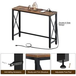 Rolanstar Console Table With 2 Outlets And 2 USB Ports, 39.4” Entryway Table With Metal Frame & X-Shaped Design, Narrow Sofa Table For Living Room And Hallway, Behind Couch Table, For Entryway, Foyer 13 Rolanstar Console Table With 2 Outlets And 2 USB Ports, 39.4” Entryway Table With Metal Frame & X-Shaped Design, Narrow Sofa Table For Living Room And Hallway, Behind Couch Table, For Entryway, Foyer -Best Furniture Store 418cFuedRLL