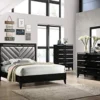 – Madison 6-Piece Queen Size Black Bedroom Set. Bed, Dresser, Mirror, Chest & 2 Nightstands