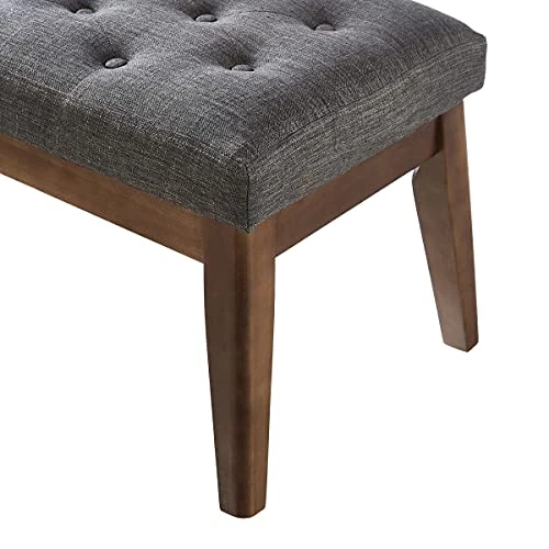 24KF Linen Upholstered Tufted Bench With Solid Wood Leg,Ottoman With Padded Seat-Dark Gray 3 24KF Linen Upholstered Tufted Bench With Solid Wood Leg,Ottoman With Padded Seat-Dark Gray - Image 3