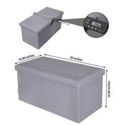 B FSOBEIIALEO Folding Storage Ottoman, Faux Leather Footrest Seat Seat Long Ottomans Storage Box Chest, Grey 30"x15"x15" -Best Furniture Store 418nn5jCr1L