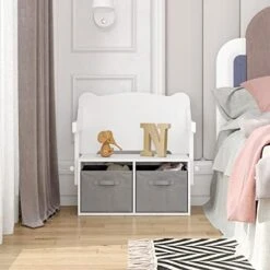 UTEX 3-in-1 Kids Convertible Activity Bench, Kids Toy Storage Bench With Two Bins For Toddlers, Kids Bench Table Indoor For 3 Age+, White 5 UTEX 3-in-1 Kids Convertible Activity Bench, Kids Toy Storage Bench With Two Bins For Toddlers, Kids Bench Table Indoor For 3 Age+, White -Best Furniture Store 418teovlzAL