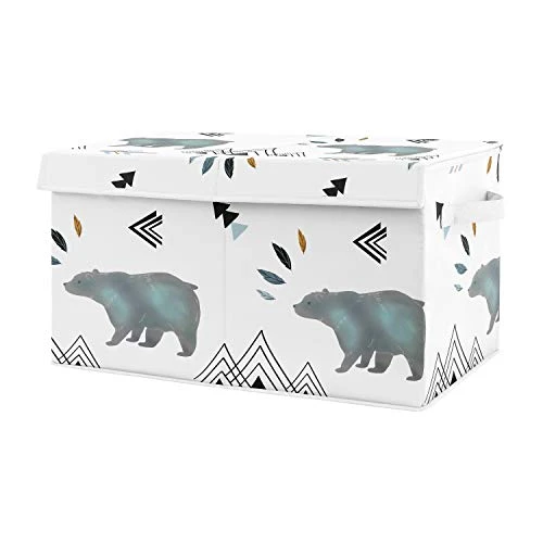 Sweet Jojo Designs Bear Mountain Boy Small Fabric Toy Bin Storage Box Chest For Baby Nursery Or Kids Room - Watercolor Slate Blue, Black And White 1 Sweet Jojo Designs Bear Mountain Boy Small Fabric Toy Bin Storage Box Chest For Baby Nursery Or Kids Room - Watercolor Slate Blue, Black And White