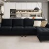 Belffin Velvet Reversible Sectional Sofa With Chasie Convertible Sectional Couch With Storage Ottoman L Shaped 4-seat Sectional Sofa Black