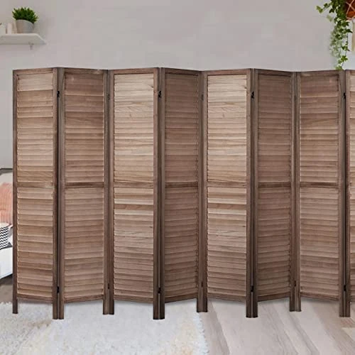 Room Divider 5.6 FT Tall Room Dividers And Folding Privacy Screens Wood Room Divider Wall Folding Screen, Room Divider Screen, 16" Wide Panel Brown, 8 Panel 4 Room Divider 5.6 FT Tall Room Dividers And Folding Privacy Screens Wood Room Divider Wall Folding Screen, Room Divider Screen, 16" Wide Panel Brown, 8 Panel - Image 4