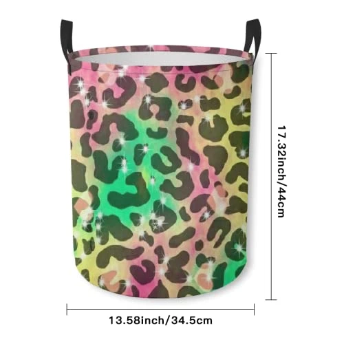 Rainbow Leopard Glitter Light Laundry Hamper Laundry Basket Bedroom Room Decor For Women Girls Dirty Clothes Organizer Boys Room Accessories Toy Bin Storage Bag 2 Rainbow Leopard Glitter Light Laundry Hamper Laundry Basket Bedroom Room Decor For Women Girls Dirty Clothes Organizer Boys Room Accessories Toy Bin Storage Bag - Image 2
