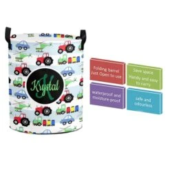 Personalized Custom Baby Elephant Blue Stars Collapsible Large Sized Clothes Hamper With Knitting Handles For Baby Girls Boys Kids Nursery Clothes Things -Best Furniture Store 419NamgtJfL