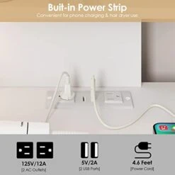 Corner Vanity Desk With Lighted Mirror & Power Strip,White Makeup Vanity Table With Lights,42 Inch Corner Vanity Mirror With Lights And 4 Drawer, 3 Lighting Modes, Brightness Adjustable 14 Corner Vanity Desk With Lighted Mirror & Power Strip,White Makeup Vanity Table With Lights,42 Inch Corner Vanity Mirror With Lights And 4 Drawer, 3 Lighting Modes, Brightness Adjustable -Best Furniture Store 419YwWEt1dL