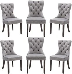 Civama Dining Chairs Set Of 6, Velvet Nikki Collection Dining Room Chair Upholstered Modern Luxury Tufted With Nailhead Trim Back Pull Ring Solid Wooden Legs, Beige -Best Furniture Store 419n9K7PvL. AC