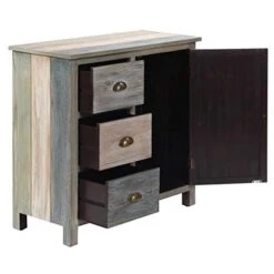 Collective Design Transitional Sanibel Three Drawers And One Door Cabinet, Blue -Best Furniture Store 419nb2kg55L