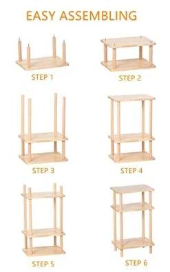 Exilot Solid Wood Side Table, 3-Tier End Table With Storage Shelves, Tall Nightstand Bedside Table For Living Room Bedroom Office No-Tool Assembly. -Best Furniture Store 41ATSWoQ2NL