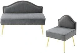 Homtique Velvet Loveseat & Accent Chair 3 Piece Set, Modern Upholstered Living Room Furniture Set, Armless Loveseat Settee With Gold Metal Legs, For Small Space, Bedroom, Apartment, Orange 24 Homtique Velvet Loveseat & Accent Chair 3 Piece Set, Modern Upholstered Living Room Furniture Set, Armless Loveseat Settee With Gold Metal Legs, For Small Space, Bedroom, Apartment, Orange -Best Furniture Store 41AYcMKHRZL. AC