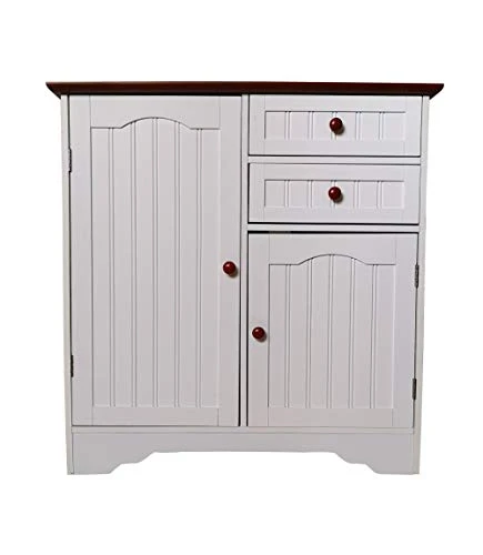 Kings Brand White / Walnut Finish Wood Kitchen Storage Buffet Cabinet 3 Kings Brand White / Walnut Finish Wood Kitchen Storage Buffet Cabinet - Image 3