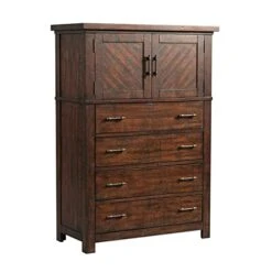 Furnishings Dex Chest Rustic/Walnut/Poplar Wood/MDF/Poplar Solid Wood