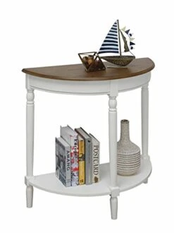 Convenience Concepts French Country Half-Round Entryway Table With Shelf, Driftwood/White -Best Furniture Store 41AgnTe1iGL
