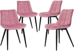 HOMHUM 4 PCS Faux Leather Dining Chairs, Mid Century Modern Leisure Upholstered Chair With Metal Legs For Kitchen Living Room Brown -Best Furniture Store 41Ao7yRgHLL. AC