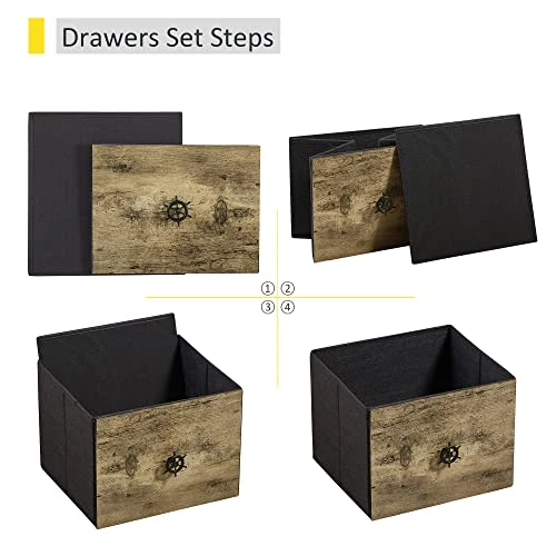 Dresser For Bedroom With 5 Drawers, Storage Organizer Unit Wide Chest For Closet, Clothes, Bedside, Living Room, Metal Frame & Wooden Top & Fabric, Grey 4 Dresser For Bedroom With 5 Drawers, Storage Organizer Unit Wide Chest For Closet, Clothes, Bedside, Living Room, Metal Frame & Wooden Top & Fabric, Grey - Image 4