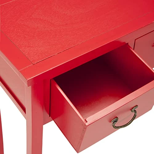 SAFAVIEH Home Collection Cindy Farmhouse Hot Red 3-Drawer Console Table 5 SAFAVIEH Home Collection Cindy Farmhouse Hot Red 3-Drawer Console Table - Image 5