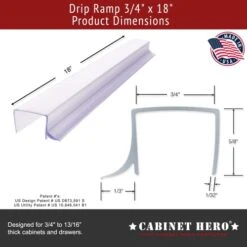 CABINET HERO 18" Sample Pack - 1 Drip Ramp & 1 Slimline, Slip On Cabinet Door Protector Edge Guard - Clear - 3/4" Thick - 18" Length (Pack Of 2) -Best Furniture Store 41BgROVLnbL