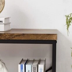 OIAHOMY Industrial Sofa Table,Console Table,3-Tier Industrial Rustic Hallway/Entryway Table,Easy Assembly,for Entryway, Living Room (Rustic Brown) -Best Furniture Store 41BkWdjt77L