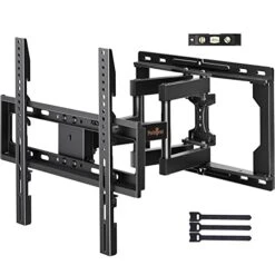 Perlegear Full Motion TV Wall Mount Bracket Swivel Articulating Extension Tilt Arms For 26-65 Inch Flat Curved TVs, Max VESA 400x400mm Up To 99lbs,16" Wood Studs,PGMFK4