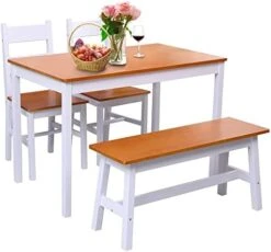 Dining Kitchen Table Set For 4, Solid Wood 4 PC Table And Chair Set, Rectangular Kitchen Table With 2 Chairs And Bench, Modern Farmhouse Dinette Table Set For Kitchen, Dining Room, Easy Assembly 15 Dining Kitchen Table Set For 4, Solid Wood 4 PC Table And Chair Set, Rectangular Kitchen Table With 2 Chairs And Bench, Modern Farmhouse Dinette Table Set For Kitchen, Dining Room, Easy Assembly -Best Furniture Store 41BqQmdKDL. AC