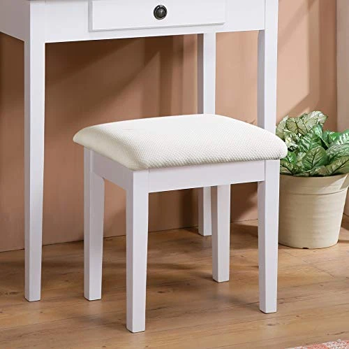 Moniya White Wood Vanity Table And Stool Set (3415WH) Medium 3 Moniya White Wood Vanity Table And Stool Set (3415WH) Medium - Image 3