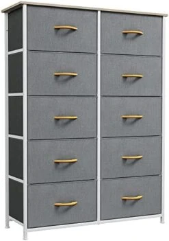 10-Drawer Dresser, Fabric Storage Tower, Tall Dresser For Bedroom, Living Room, Hallway, Closets, Sturdy Steel Frame, Wooden Top, Easy Pull Fabric Bins -Best Furniture Store 41BuEGWeCSL. AC