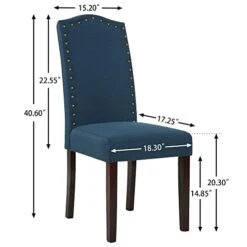 LSSPAID Dining Chairs Set Of 4, High Back Fabric Upholstered Parsons Dining Room Chairs, Nail Head Trim Dining Chair, Turquoise -Best Furniture Store 41C4dyNTtCL