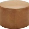 Amazon Brand – Rivet Tompkins Contemporary Foam-Padded Leather Ottoman, 24"W, Cognac