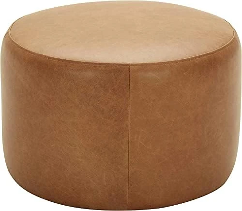Amazon Brand – Rivet Tompkins Contemporary Foam-Padded Leather Ottoman, 24"W, Cognac 5 Amazon Brand – Rivet Tompkins Contemporary Foam-Padded Leather Ottoman, 24"W, Cognac - Image 5