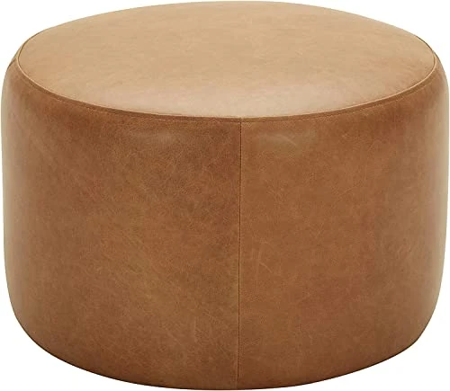 Amazon Brand – Rivet Tompkins Contemporary Foam-Padded Leather Ottoman, 24"W, Cognac 1 Amazon Brand – Rivet Tompkins Contemporary Foam-Padded Leather Ottoman, 24"W, Cognac