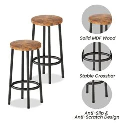 MIERES Dining Table Set For 4, Wood Kitchen Table And Chairs For 4, 5 Pieces Bar Table And Chairs Set, Industrial Bar Height Table With 4 Stools For Home Bar,Living Room,Breakfast Nook,Rustic Brown -Best Furniture Store 41CBWUpbmRL