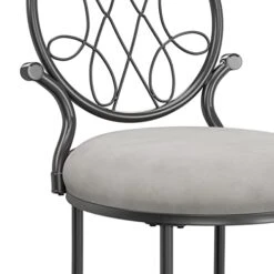 O'Malley Vanity Stool With Spiral Pattern Design, Metallic Gray 9 O'Malley Vanity Stool With Spiral Pattern Design, Metallic Gray -Best Furniture Store 41CJNrXLHNL