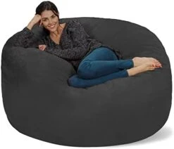 Chill Sack Bean Bag Chair: Giant 5' Memory Foam Furniture Bean Bag - Big Sofa With Soft Micro Fiber Cover - Dark Gray -Best Furniture Store 41CTNuL9deL. AC