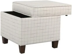 Homepop Home Decor | K7342-F2067 | Classic Square Storage Ottoman With Lift Off Lid | Ottoman With Storage For Living Room & Bedroom, Cream Woven -Best Furniture Store 41CVjUBgz6L. AC