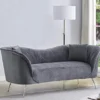 Container Furniture Direct Koger Mid Century Modern Living Room Velvet Chesterfield, Sofa And Loveseat, Fossil Grey
