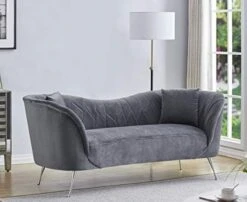 Container Furniture Direct Koger Mid Century Modern Living Room Velvet Chesterfield, Sofa And Loveseat, Fossil Grey -Best Furniture Store 41CWprjahvL. AC