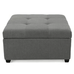 GDFStudio Christopher Knight Home Carlsbad Fabric Storage Ottoman, Dark Grey