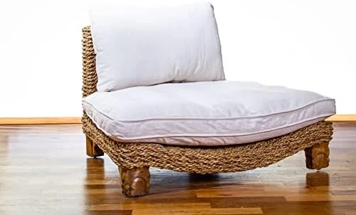 XoticBrands Seagrass Meditation Yoga Chair - Natural With Cream Cushion 7 XoticBrands Seagrass Meditation Yoga Chair - Natural With Cream Cushion - Image 7