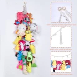 Stuffed Animals Storage Chain Organizers, LONCHDAN 80" Cotton Hanging Storage Chain With 20 Metal Clips Stuffed Animal Display Holder Chain For Wall Or Corner Nursery Play Room 7 Stuffed Animals Storage Chain Organizers, LONCHDAN 80" Cotton Hanging Storage Chain With 20 Metal Clips Stuffed Animal Display Holder Chain For Wall Or Corner Nursery Play Room -Best Furniture Store 41Cs09ynvmL