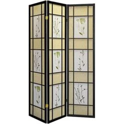 3 Panel Room Divider Privacy Screen Botanical Floral Accented Black 71” Tall 17 3 Panel Room Divider Privacy Screen Botanical Floral Accented Black 71” Tall -Best Furniture Store 41D0Rxzc9qL