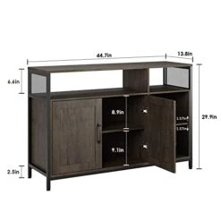 HITHOS Kitchen Buffet Cabinet, Accent Sideboard Buffet With Storage, Wood Floor Storage Cabinet With Doors And Shelves, Industrial Living Room Dining Room Furniture, Dark Brown -Best Furniture Store 41D11DFIfAL
