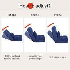 Urnodel Indoor Chaise Lounge Sofa, Floor Chair With Back Support For Adults, 14 Angle Adjustment Recliner Chair, Folding Floor Lounger With Pillow 8823(Blue) -Best Furniture Store 41D3XuQUTdL