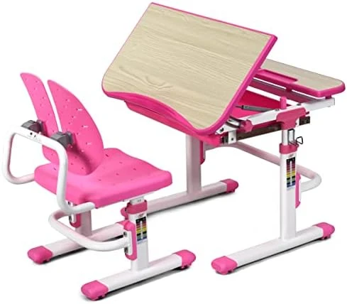 ARLIME Kids Desk And Chair Set, Height Adjustable Children Study Desk W/Tilt Desktop, Pull Out Storage Drawer & Metal Hook, Kids Study Desk And Chair Set For Boys & Girls (Pink) 8 ARLIME Kids Desk And Chair Set, Height Adjustable Children Study Desk W/Tilt Desktop, Pull Out Storage Drawer & Metal Hook, Kids Study Desk And Chair Set For Boys & Girls (Pink) - Image 8