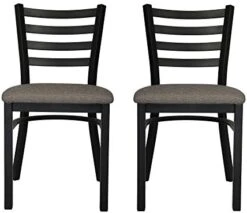 LUCKYERMORE Heavy Duty Metal Dining Room Chair Set Of 2 Upholstered Vinyl Leather Kitchen Chairs With Ergonomic Ladder Back,500lbs Weight Capacity Comfortable Cushion For Home Restaurant -Best Furniture Store 41DFsqcKC0L. AC