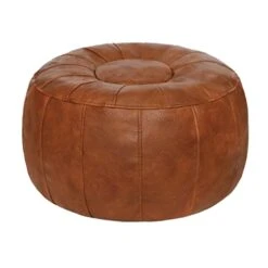 Thgonwid Unstuffed Moroccan Ottoman Pouf Cover, Ottoman Footstool Storage Solution, Bean Bag Chair, Foot Rest, Brown