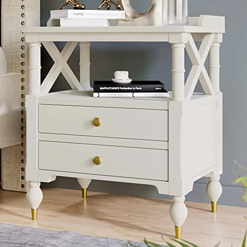 LHLLHL Nightstand For Small Spaces Bedroom Contemporary 2 Drawer 2 LHLLHL Nightstand For Small Spaces Bedroom Contemporary 2 Drawer - Image 2