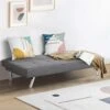 JAHH Convertible Futon Grey Linen Fabric Sofa Bed Adjustable Sleeper With Stainless Steel Legs