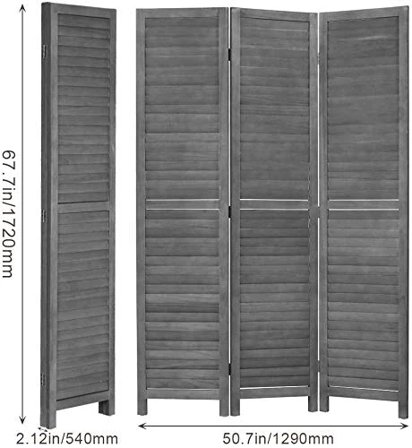 Room Dividers 3 Panel Partition Room Dividers 5.6 Ft Tall Privacy Wall Foldable Room Divider Privacy Screen Wood Screen Room Separator For Home Office Bedroom Restaurant , Gray 4 Room Dividers 3 Panel Partition Room Dividers 5.6 Ft Tall Privacy Wall Foldable Room Divider Privacy Screen Wood Screen Room Separator For Home Office Bedroom Restaurant , Gray - Image 4